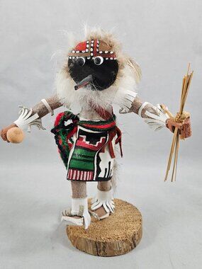 Hopi Longbill Long Bill Kachina Doll Native American Dancer Hunter Signed 7in
